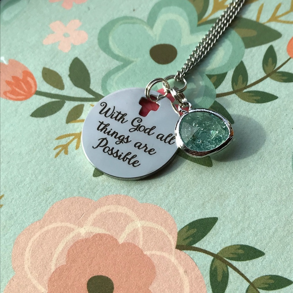NWT All things are possible charm necklace